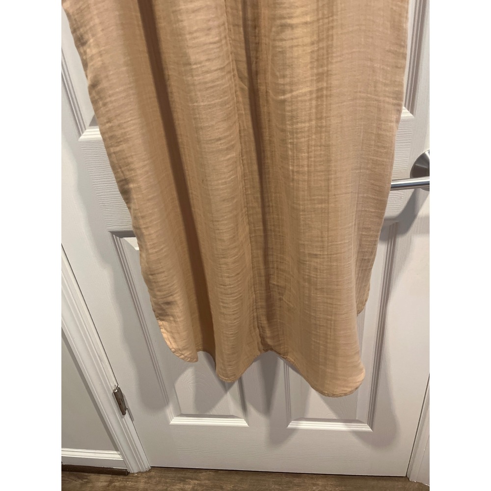Old Navy Tan Beige Cotton Gauze Tie Back Sleeveless Midi Dress Large NWT - Picture 2 of 9
